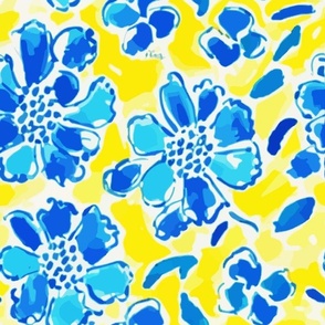 Blue and yellow porcelain flowers 