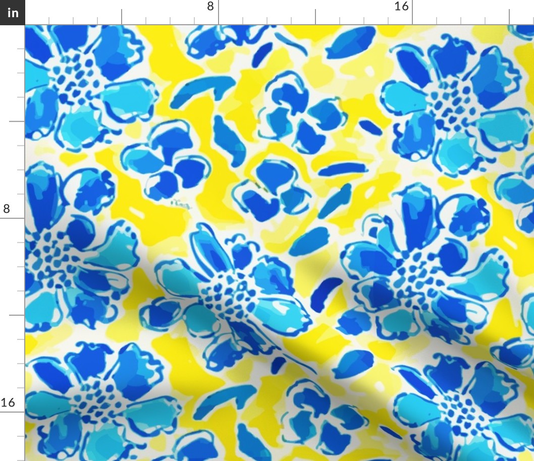 Blue and yellow porcelain flowers 