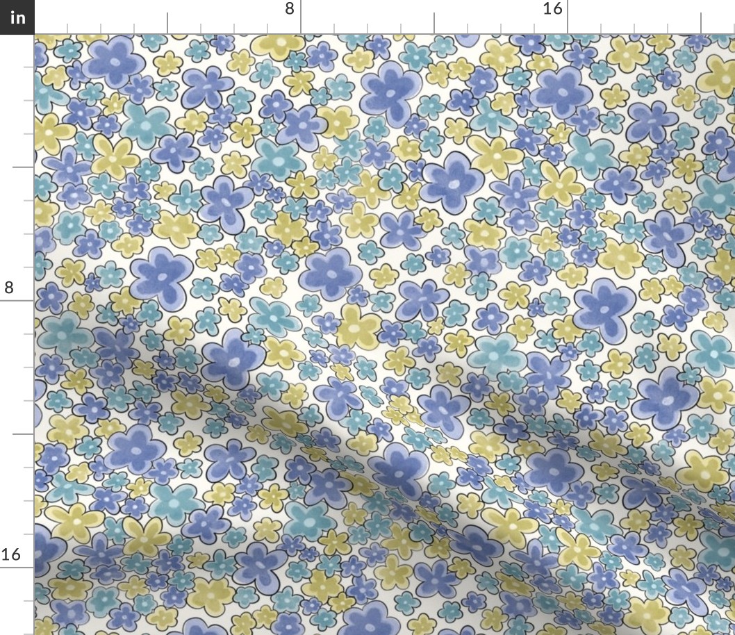 Cool Ditsy Floral Blues