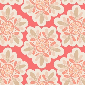 Peachy Pantone medallion Flower, Pantone peach Coordinate