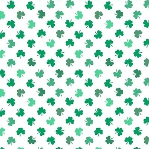 4x4 Small St Patricks Day green shamrocks on white 