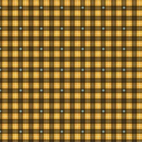 Black and Yellow Plaid with Blue Stars - Yellow