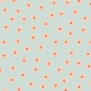 ditsy flowers cute girl floral peach on sage green background