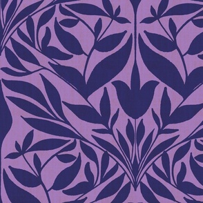 simple ogee leaves royal purple on lilac violet