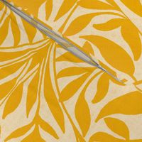 simple ogee leaves gold on pale yellow