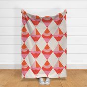 Pink and Red Diamond harlequin modern, abstract geometric wallpaper and fabric.