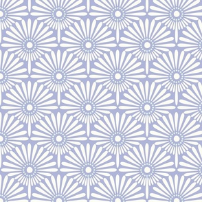 Geometric floral sunflower scallop design on pastel lilac_ pastel green  and natural white, medium scale