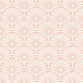  Geometric palm leaf forest Biome scallop design inlight sage green and pastel apricot and natural white, medium scale
