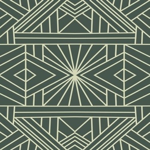 Geo Lines - Art Deco - 1920s - Sea Green and Sea Weed Green 
