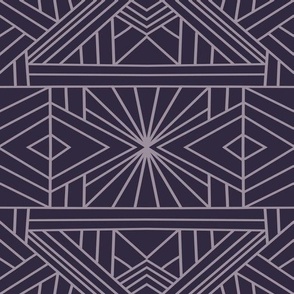 Geo Lines - Art Deco - 1920s - Deep Purple and Lazy Lilac