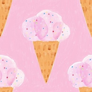 Strawberry Gelato 8x8 Hand Painted Watercolor Ice Cream