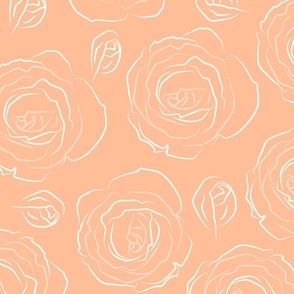 Delicate Roses on Peach - xl -wallpaper - bedding