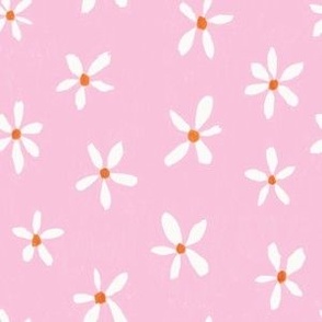 Painterly Daisies on Pink 6x6 Daisy Print Fabric