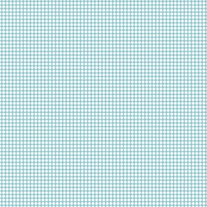 White polka dots on a mint blue bac