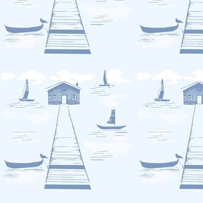 Sea Shed in Bel Air Blue_ Bright White_Medium(12x12)