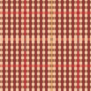 Red and brown textured buffalo plaid | large