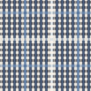 Blue and white textured buffalo plaid | large