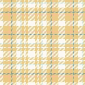 (L) Classic tartan check fabric in sunset yellow and cream