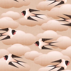 swallows in a cloudy sand sky