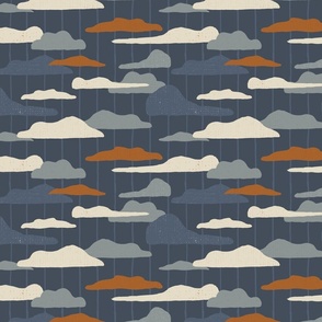 Counting clouds on navy - kids fabric - kids bedding - kids wallpaper - cozy night sky