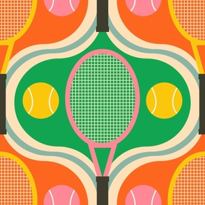 Retro-Tennis-Rackets-with-Tennis-Balls-vintage-yellow-blue-green-orange-L-large