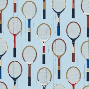 Vintage Tennis Rackets light blue