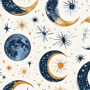 Moon phases bohemian handpainted 