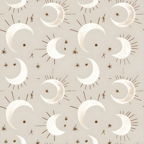 Phases of the moon nursery in beige and white 