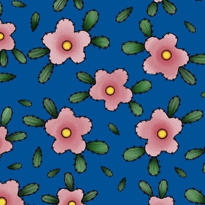 Happy Little Peachy  Cross-stitch Cornflower Blue