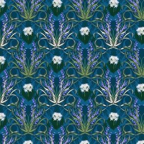 Navy and Cerulean Blue - Midnight Walk - Small Scale - Bluebell Woods Collection