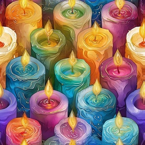 Colorful Watercolor Rainbow Candles