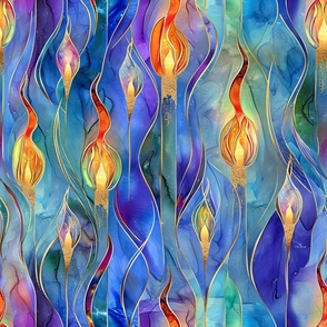 Abstract Colorful Watercolor Candles