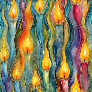 Abstract Colorful Watercolor Candles