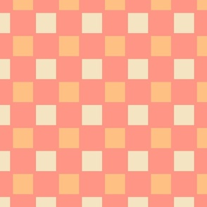 checkerboard orange, soft yellow, coral
