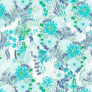 Tropical blue flowers-LARGE