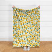 Yellow Flower Patch - yellow floral fabric, baby girl fabric, bright flower fabric, summer baby print – Large scale
