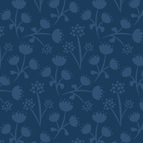 Heritage Bloom Monochromatic Blue Scattered Floral Blender