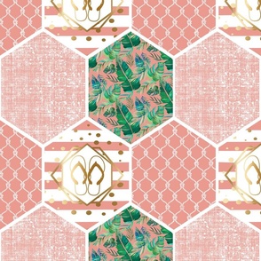 Flip Flops Tropical Honeycomb Design Repeating Pattern,