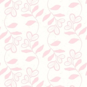Linked Textured Blossoms and Leaves in ballerina pink on cream