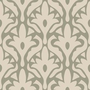 Abstract Boho Tiles in Art Deco Style - Beige + Sage Green