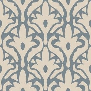 Abstract Boho Tiles in Art Deco Style - Slate Blue Gray + Beige