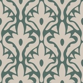 Abstract Boho Tiles in Art Deco Style - Beige + Jade Green