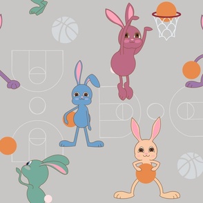 Bunnies and Basket Ball (Large-Gray)