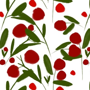 Red cherries on a white background-LARGE