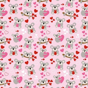 Koala Bears Red and Pink Hearts - Small Scale