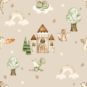 Cute Baby Dragons - Beige