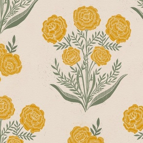 Golden Block Print Marigolds