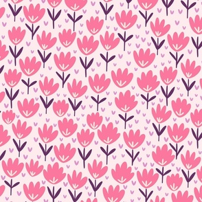 Bright Pink Flower Patch - pink floral fabric, baby girl fabric, pink flower fabric, summer baby print – Small scale