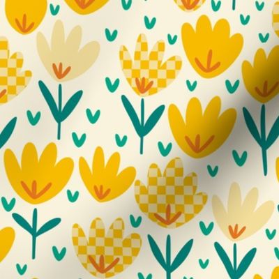 Yellow Flower Patch - yellow floral fabric, baby girl fabric, bright flower fabric, summer baby fabric – Small scale