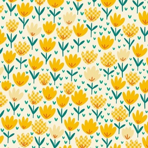 Yellow Flower Patch - yellow floral fabric, baby girl fabric, bright flower fabric, summer baby fabric – Small scale